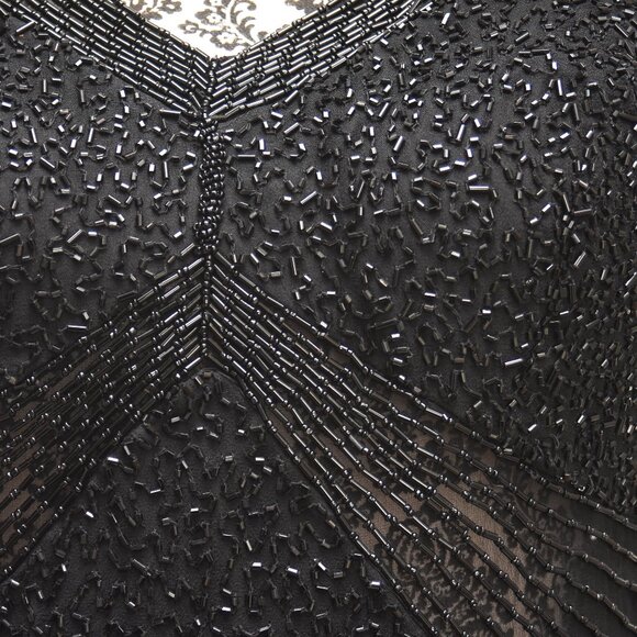 SOLD ON EBAY Scala Black Hand-Beaded Silk Formal Prom Dress Small - Picture 5 of 16
